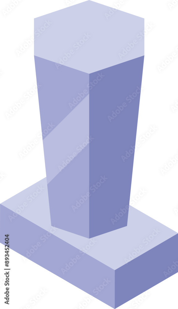 Poster tall hexagonal glass trophy is standing on a pedestal, creating an elegant and minimalist compositio