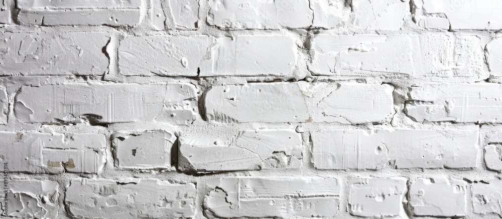 Poster texture of a white brick wall providing a blank space for images or text. with copy space image. pla
