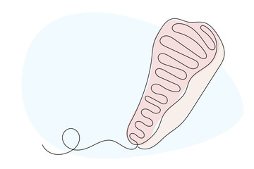 Line Art Meat Steak Illustration. Curve Continuous Line Doodle Art. Editable Black Outline Meat Cut Silhouette Line Ink. Hand Drawn Black Outline Beef or Pork Meat Contour Continuous Line Art Element	
