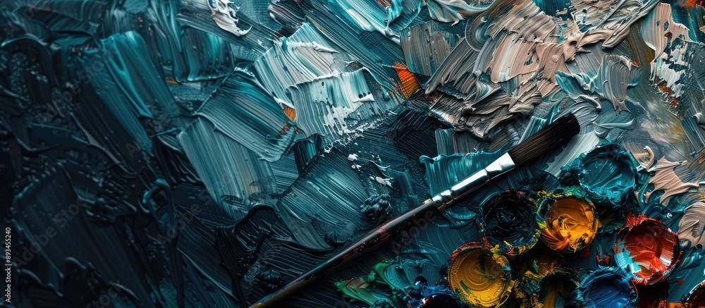 Poster Abstract background with palette and picture frame ideal for showcasing art copy space image