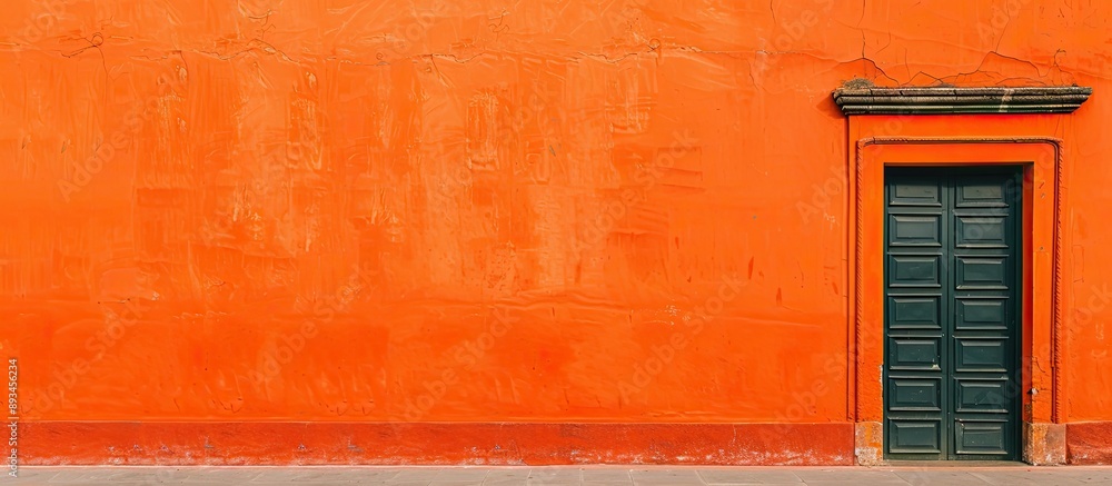 Poster A vivid orange wall serves as a background with plenty of copy space image available for customization or text overlay