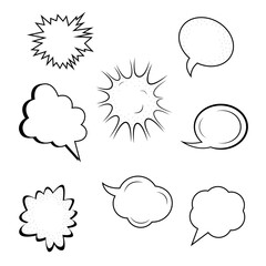 Set of speech bubbles. Empty comic bubbles and elements template