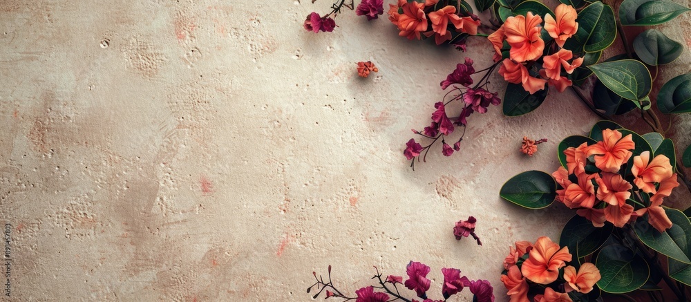 Poster Creative layout featuring a unique nature concept with blooming flowers and leaves on a textured paper card note ideal for project design display templates printing and other applications Incorporate