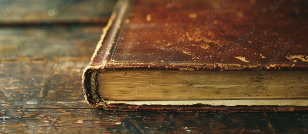 Poster An antique themed close up image of a notebook with space for text or graphics. with copy space image. Place for adding text or design