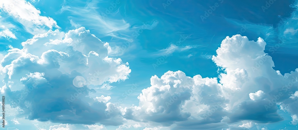 Canvas Prints background image of a serene blue sky with fluffy white clouds against a copy space backdrop