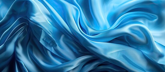 Obraz premium A cerulean silk fabric with drapery creates an abstract background for design elements with copy space image suitable for Valentine s Day with texture pattern and ornaments