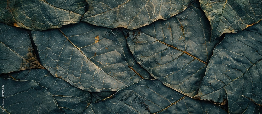 Leinwandbilder a top down view showcasing detailed gray and green leaf fibers for a nature themed background with a
