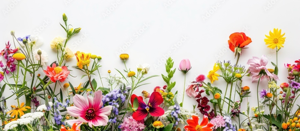 Canvas Prints a bouquet of spring flowers set against a white backdrop perfect for a copy space image