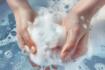 Fototapeta premium Close-Up of Hand Washing Laundry