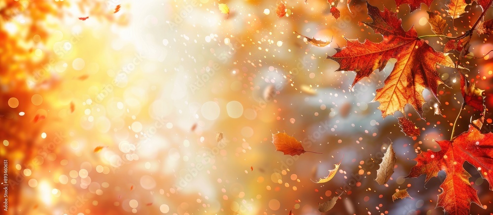 Aufkleber A fall-themed background for weather forecasts featuring selective focus and room for text with a copy space image.