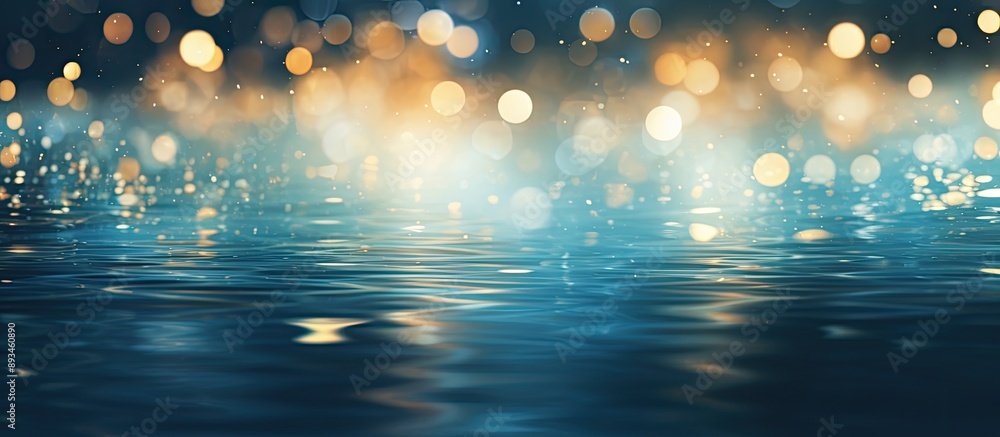 Aufkleber background with blurry bokeh light reflections on water, perfect for copy space image.