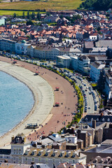 Aerial portrait view of a section of the Parade & Promenade at Llandudno, seaside town, Creuddyn...