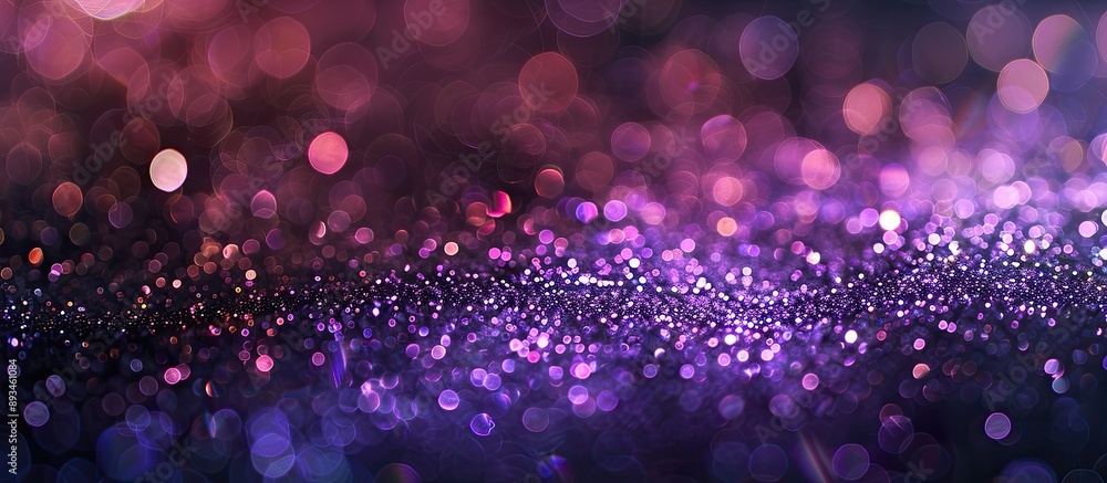 Poster defocused black and purple lights create a glittering vintage backdrop with copy space image.