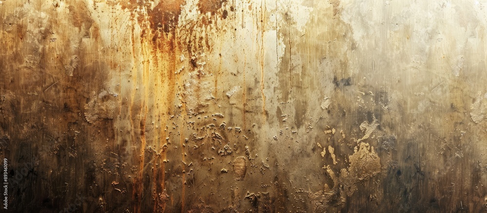 Poster long panoramic banner background featuring rusty white light-grunge metal texture with ample copy sp
