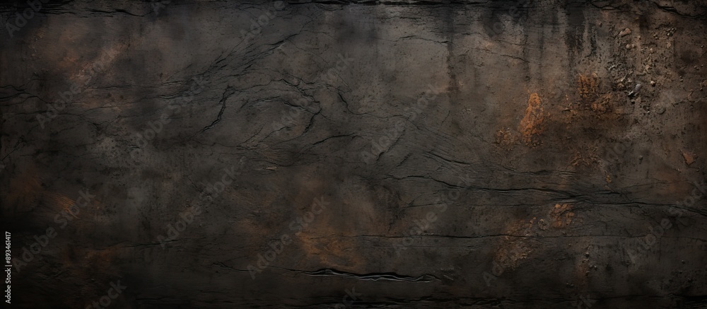 Poster Weathered layer on black backdrop with scratches and texture effect for photo editing with a copy space image.