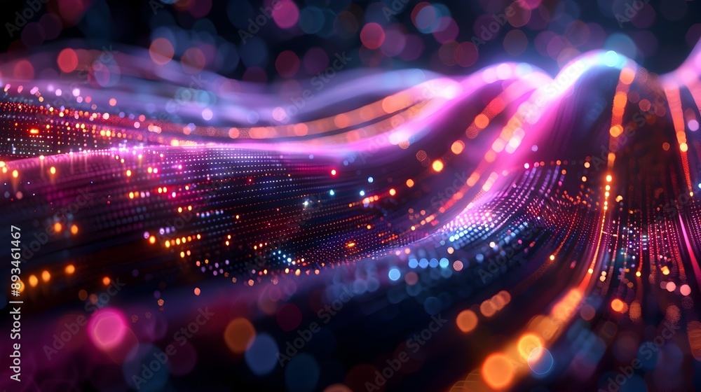Poster mesmerizing digital fractal patterns with glowing edges and vibrant colors for cyber background conc