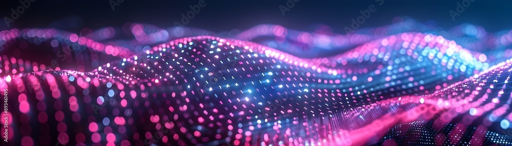 Poster captivating abstract cyber patterns with flowing neon lines and vibrant colors digital background co