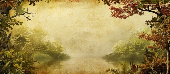 Blank note with a nature-inspired layout for adding text or graphics, featuring an empty space for an image to be inserted.