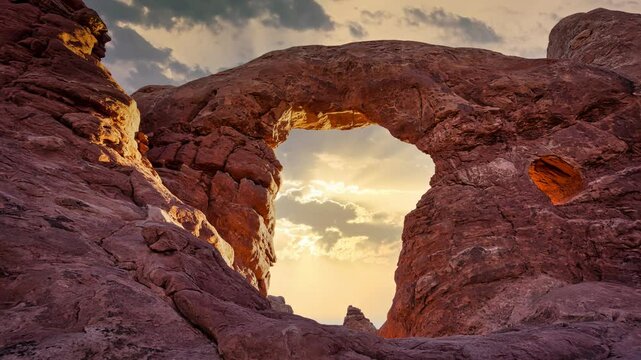 Rock arch at sunset