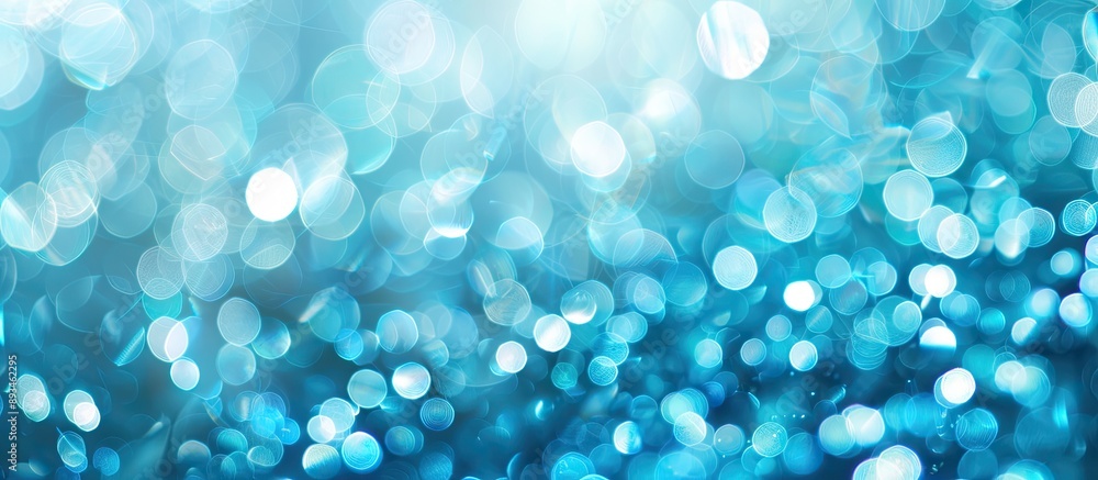 Poster aqua blue bokeh background ideal as wallpaper texture with space for text.