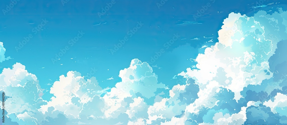 Poster a serene sky in blue with white clouds provides a perfect copy space image for your nature-themed de