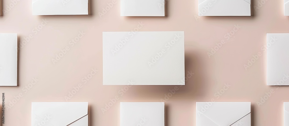 Aufkleber light background with blank business cards featuring copy space image.