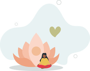 Meditation process with calm and relaxing mental practice.flat design.illustration with people.