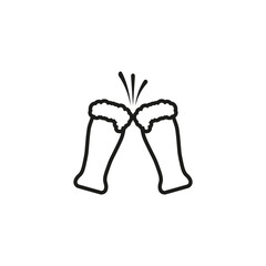 Two beer glasses icon. Clink, cheers and toasting. Vector illustration on white background.	
