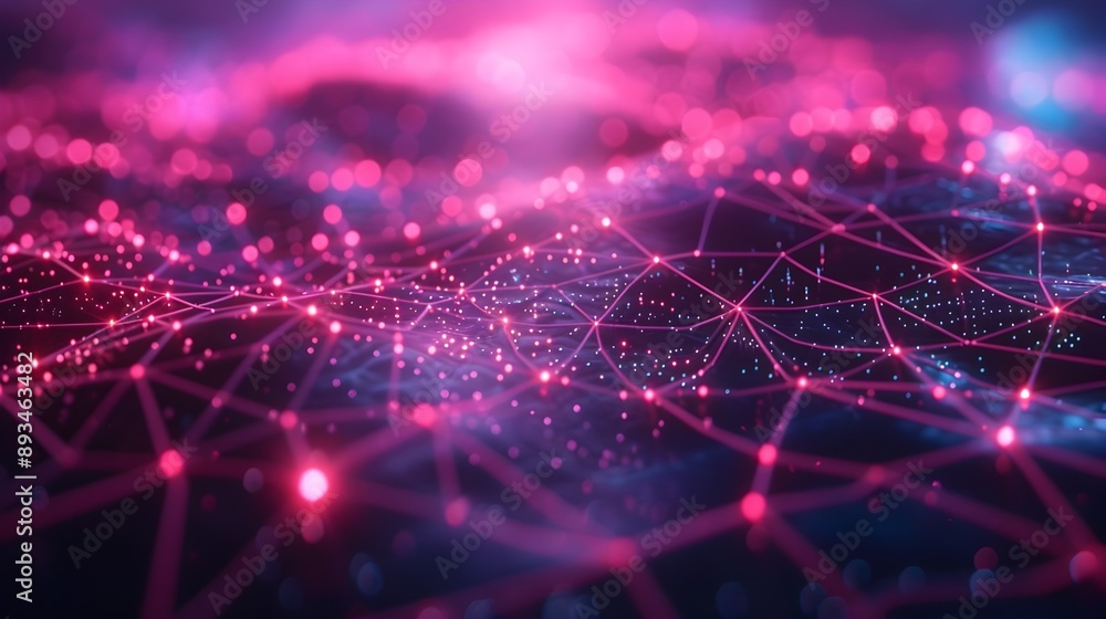 Aufkleber glowing digital interconnected network grid with vibrant visuals cyber background concept
