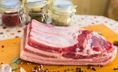 Fresh piece of lard ready for salting