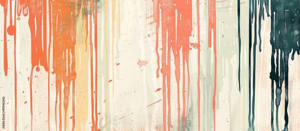 Poster retro wall decor with abstract drips, featuring a copy space image.