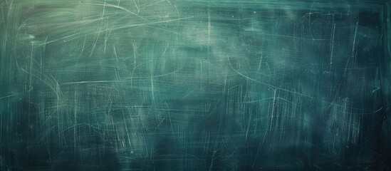 Classroom setting with an unoccupied blackboard featuring a green frame, ideal for incorporating a copy space image.