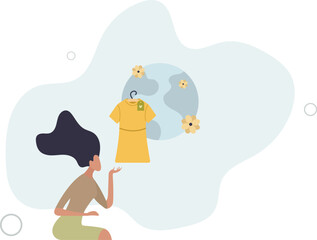 Sustainable fashion concept.Slow fashion and thrift or second hand shopping.flat design.illustration with people.