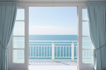 Window to the sea on a cruise ship window architecture building.