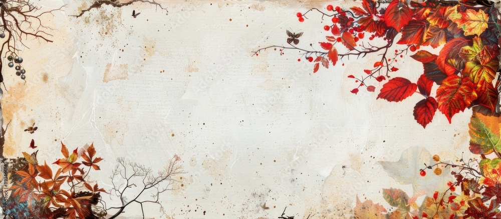 Fototapete Sheet with autumn themes and empty space for copying images.