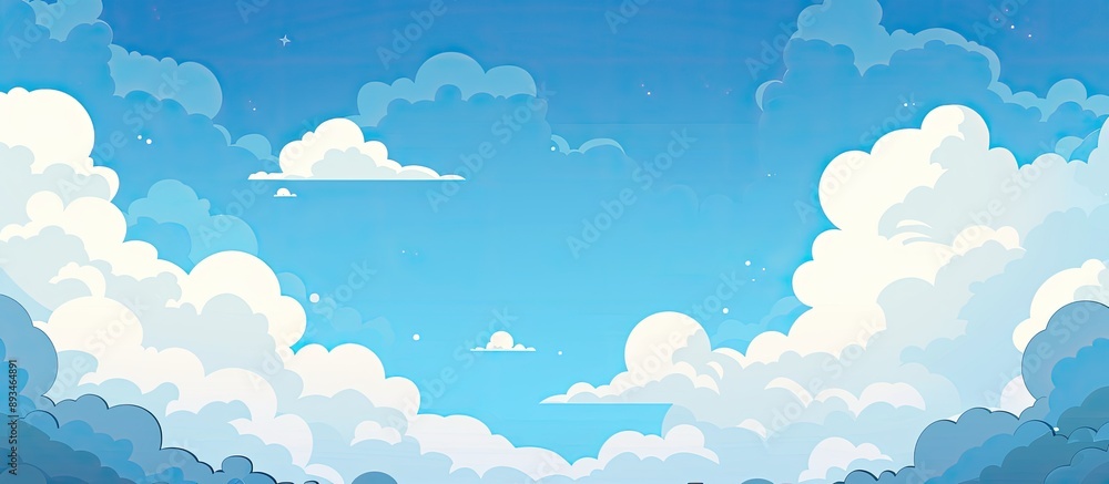 Poster word cartoon displayed against scenic sky with clouds in the background, providing a copy space imag