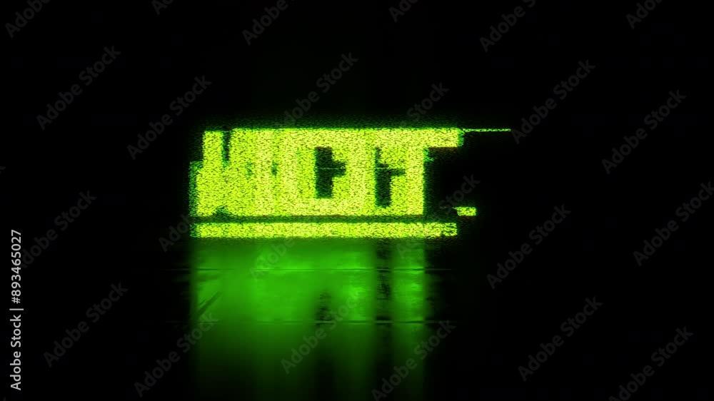 Poster animation text of iot internet of things neon green glitch text effect cinematic title on black abst