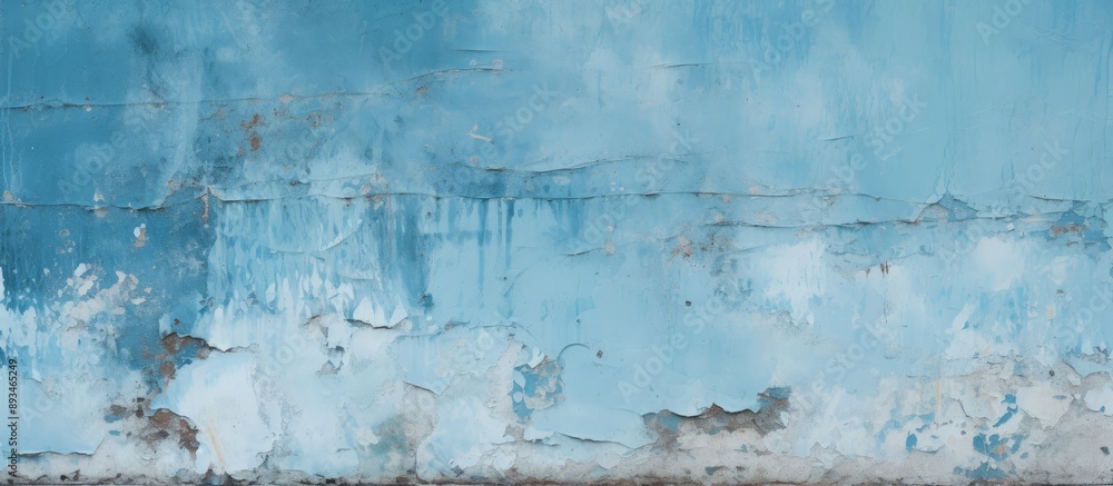 Aufkleber Horizontal view of a blue backdrop featuring chipped, aged paint, ideal for design projects with ample copy space image.