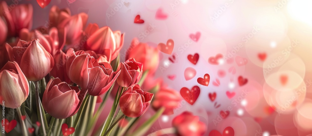 Poster tulip-themed valentine's day backdrop with copy space image.