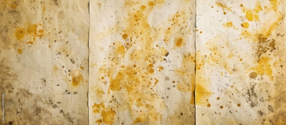 Aufkleber copy space image with a light and rough textured yellow and brown spotted paper background.