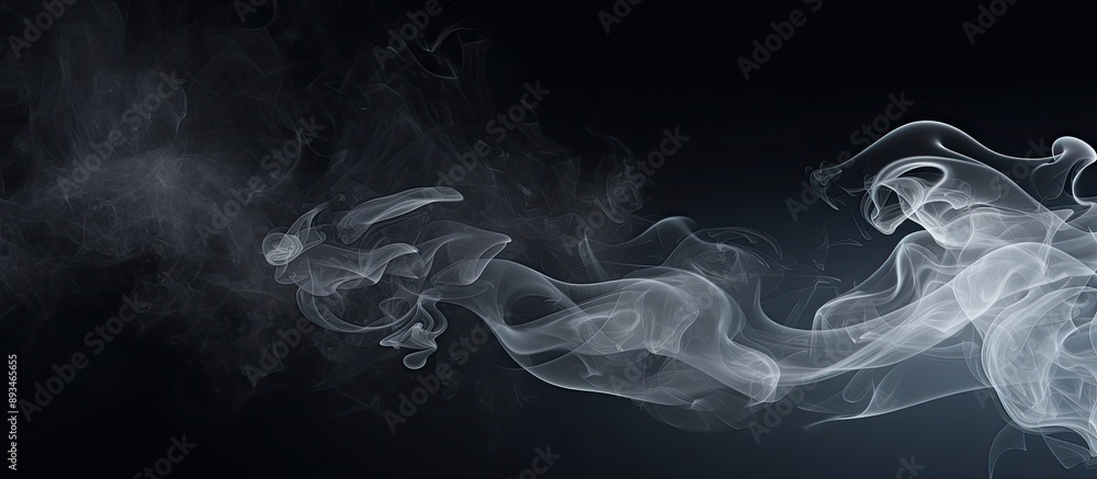 Poster white smoke cloud design on dark backdrop with copy space image.