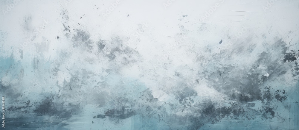 Poster Close-up image of light blue paint splatter on a gray background with copy space image.