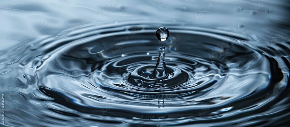 Aufkleber close-up of a water droplet splashing into water, creating a circular ripple, ideal for concepts lik