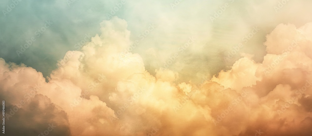 Aufkleber a stunning cloudy sky with a soft gradient of pastel colors and a textured grunge paper effect creat