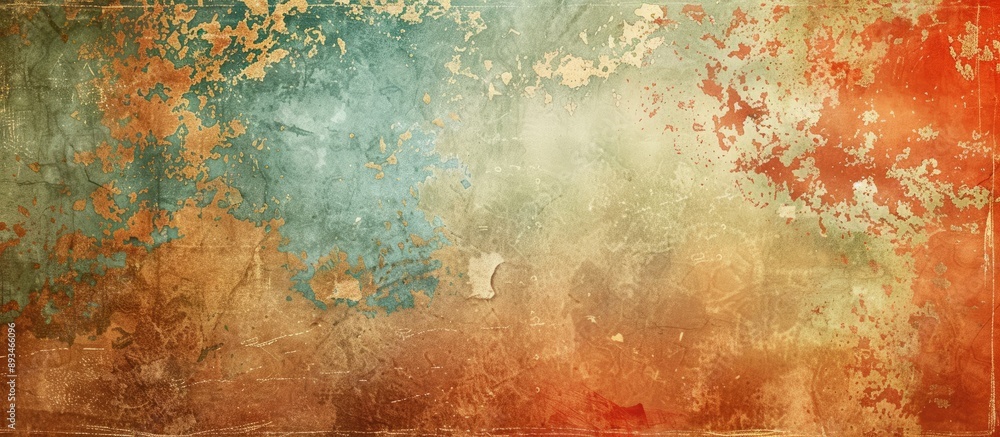 Poster Vintage backdrop with abstract grunge stucco texture on wide rough surface, featuring copy space image for text.