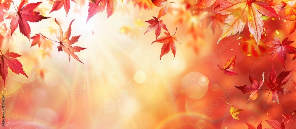 Poster vibrant autumn leaves creating a colorful backdrop with copy space image.