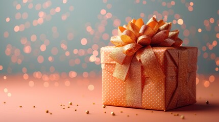 Obraz premium Gift Box with Bow and Festive Lights