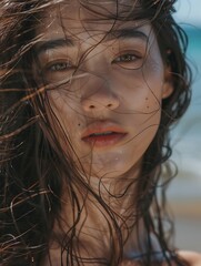 Portrait of a woman on the beach