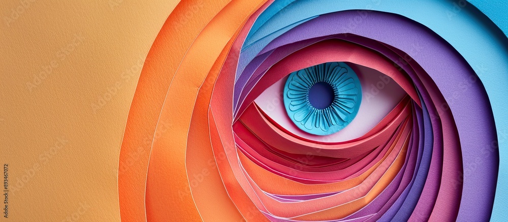 Aufkleber arrangement of vibrant construction paper forming an iris with copy space image.