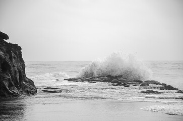 Waves splashing in sea, Wave crashing and making a splash on the water, Ocean splash